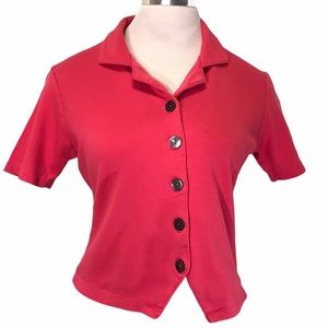 Red Short Sleeve Collar Top
